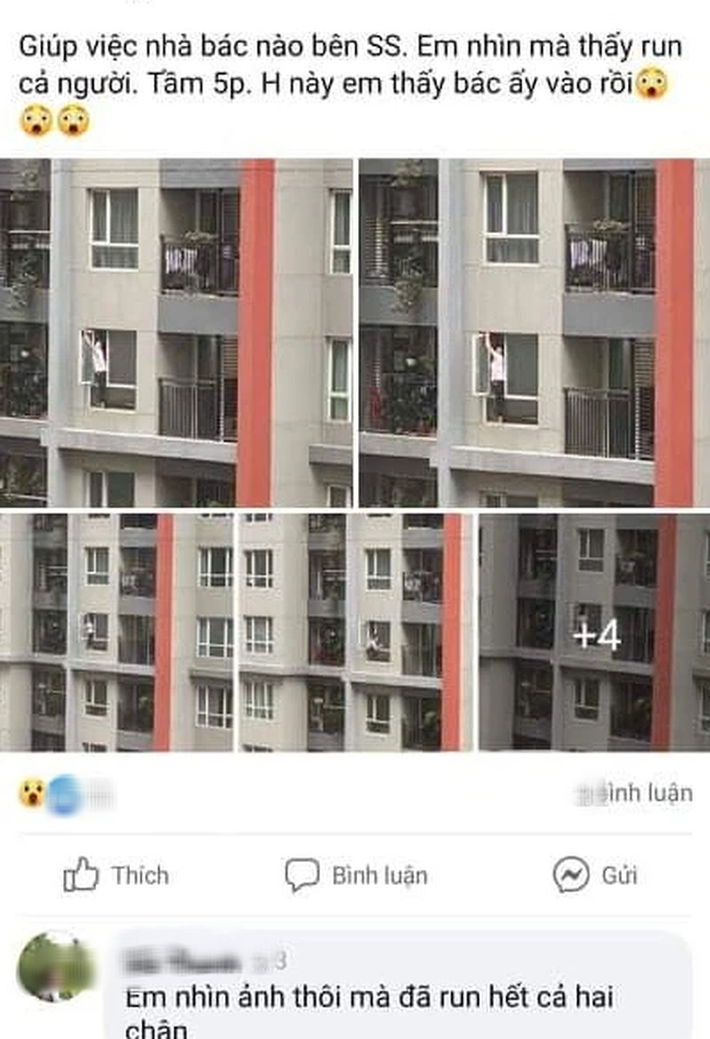 Thót tim cảnh nữ giúp việc biến hình thành người nhện, trèo hẳn ra ngoài cửa sổ chung cư để lau kính-1