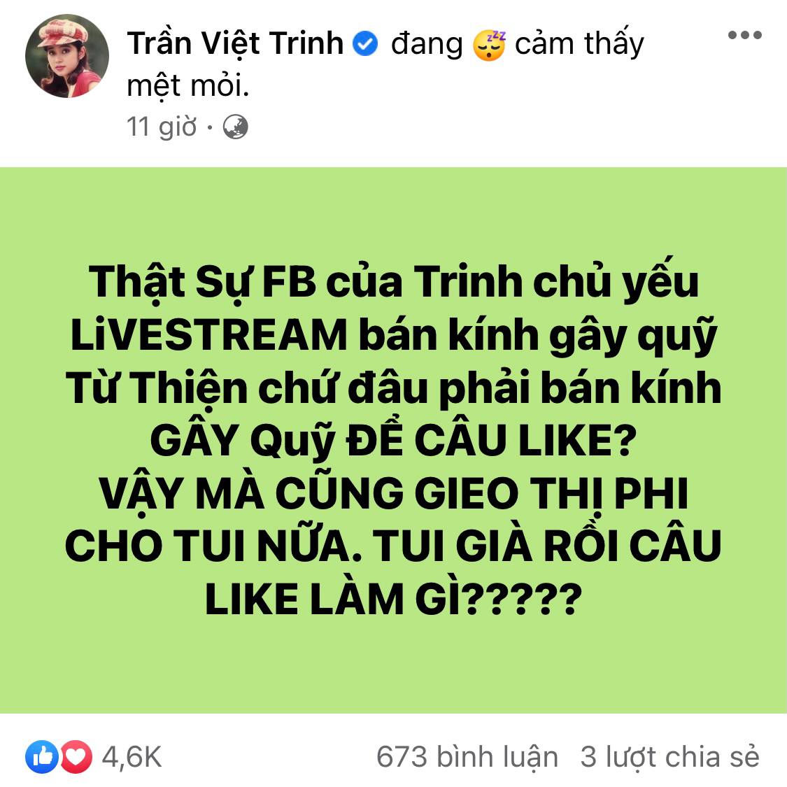 Bị mỉa mai livestream bán hàng gây quỹ từ thiện để câu view, NS Việt Trinh đáp trả cực gắt-1