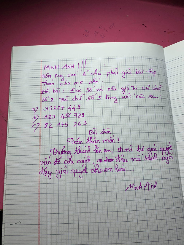 Mẹ ra bài tập yêu cầu con tự giải, cô bé viết vài chữ để lại mà muốn sang chấn tâm lý-1