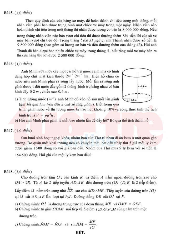 Đề thi và đáp án tuyển sinh lớp 10 TP. HCM 3 năm gần nhất, thí sinh tham khảo và làm thử để có phương án ôn tập hiệu quả-2