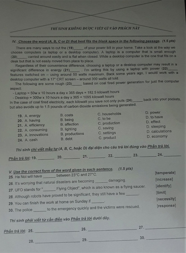 Đề thi và đáp án tuyển sinh lớp 10 TP. HCM 3 năm gần nhất, thí sinh tham khảo và làm thử để có phương án ôn tập hiệu quả-32