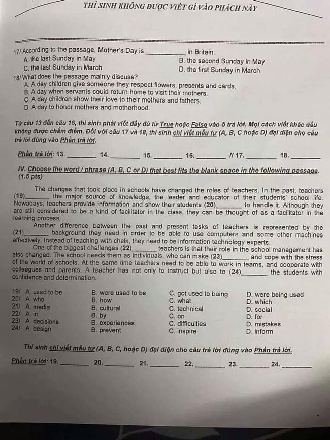 Đề thi và đáp án tuyển sinh lớp 10 TP. HCM 3 năm gần nhất, thí sinh tham khảo và làm thử để có phương án ôn tập hiệu quả-13