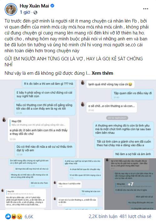 Huy quần hoa chính thức lên tiếng sau khi bị vợ tố ngoại tình và lộ loạt tin nhắn giường chiếu-2