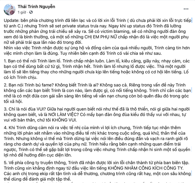 Ekip chính thức xin lỗi Thái Trinh vì lùm xùm nhân viên quay phim sàm sỡ, nhân vật bị tố liệu có phản hồi?-1
