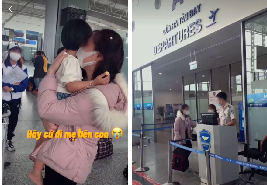 Hình ảnh mẹ trẻ khóc nức nở ôm con giữa sân bay khiến dân mạng nhói lòng-2