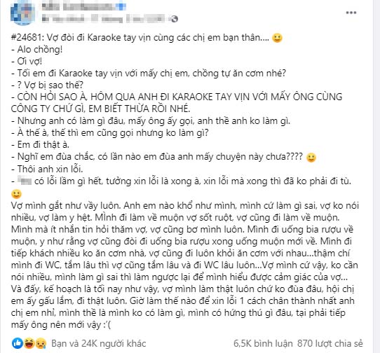 Chiêu trị chồng đáng nể” của cô vợ có ông xã đi hát karaoke tay vịn khiến Netizen vỗ tay rần rần-1