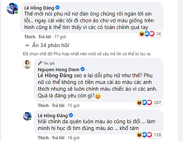 Hồng Diễm chỉnh ảnh quá tay, Hồng Đăng lại vào than thở chuyện chọn áo cho vợ-2