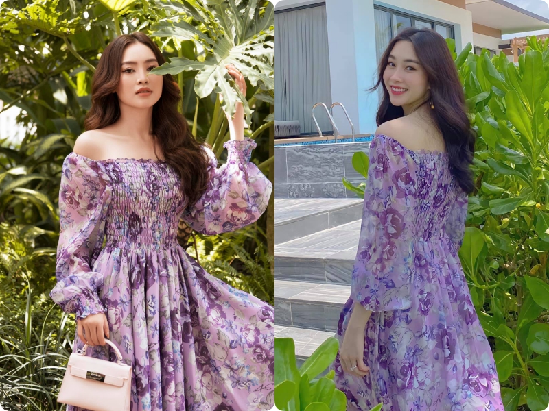 Khoe vai trần với đầm hoa trễ vai, Lan Ngọc đọ sắc cùng HH Thu Thảo: Hai nhan sắc đẹp đến ná thở-6