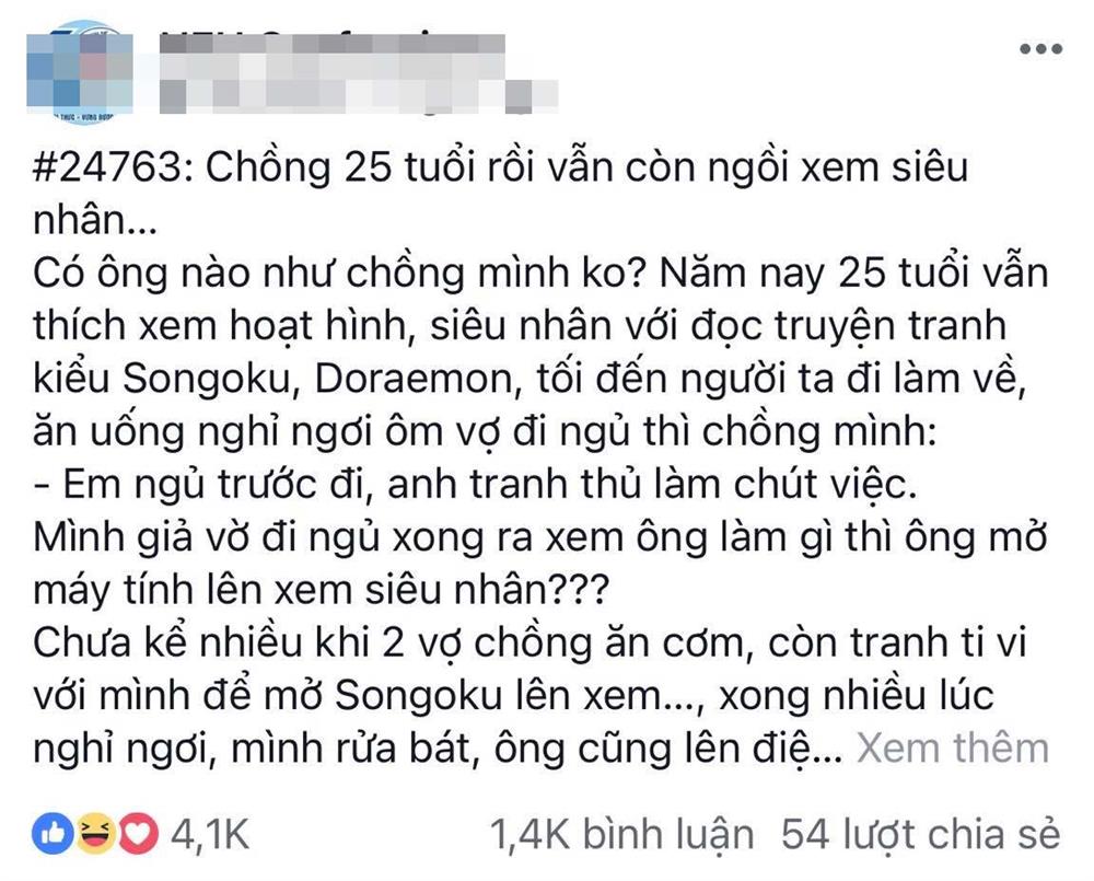 Vợ lên mạng than thở chồng 25 tuổi vẫn mê xem siêu nhân, ai dè thiên hạ” đầy người còn... bá đạo hơn thế-1