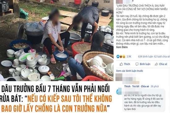 Bầu 7 tháng vẫn phải một mình ngồi rửa chục mâm bát, nàng dâu trưởng viết 