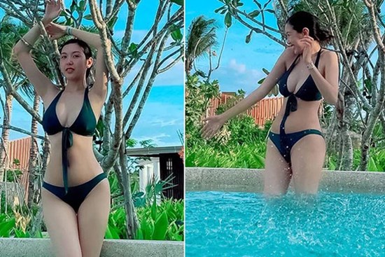 Thúy Vân diện bikini khoe thân hình nóng bỏng sau khi sinh quý tử cho chồng đại gia