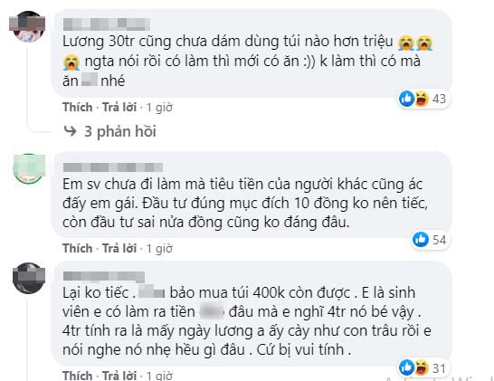Chê trách&nbsp;người yêu lương 30 triệu mà tiếc bạn gái cái túi 4 triệu, cô nàng nhận về cả bầu trời cay đắng từ cư dân mạng-3
