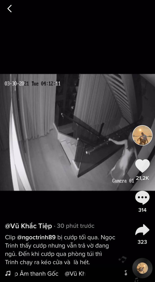Vũ Khắc Tiệp tung clip CCTV đêm Ngọc Trinh bị mất cắp: Giả vờ ngủ đến lúc trộm sang phòng túi mới chạy vội la hét-1