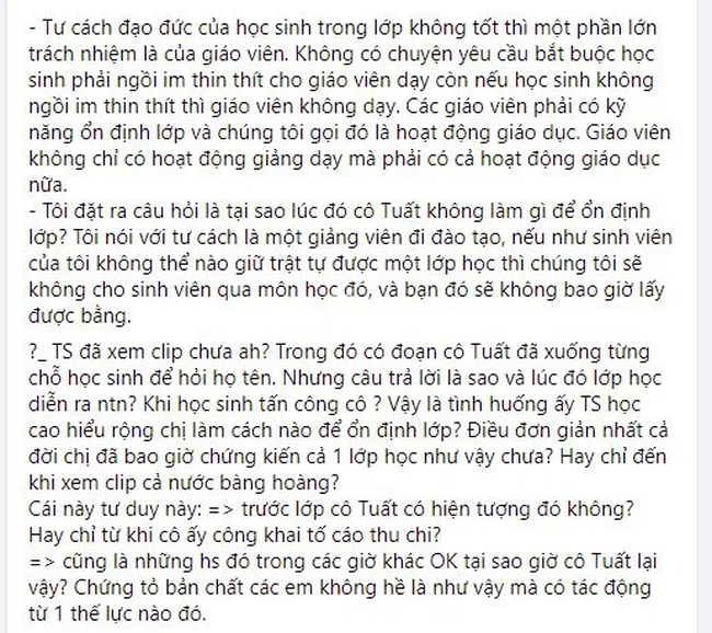 Cô Tuất kể bị học sinh hành hung và viết những từ tục tĩu: Tiến sĩ giáo dục cho rằng giáo viên không ổn định được lớp, dư luận chỉ điểm bất hợp lý-6