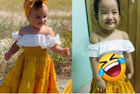 Nhận chiếc váy điệu đà mua qua mạng cho con, mẹ trẻ hí hửng mặc thử cho bé và cái kết khiến hai mẹ con cười muốn xỉu