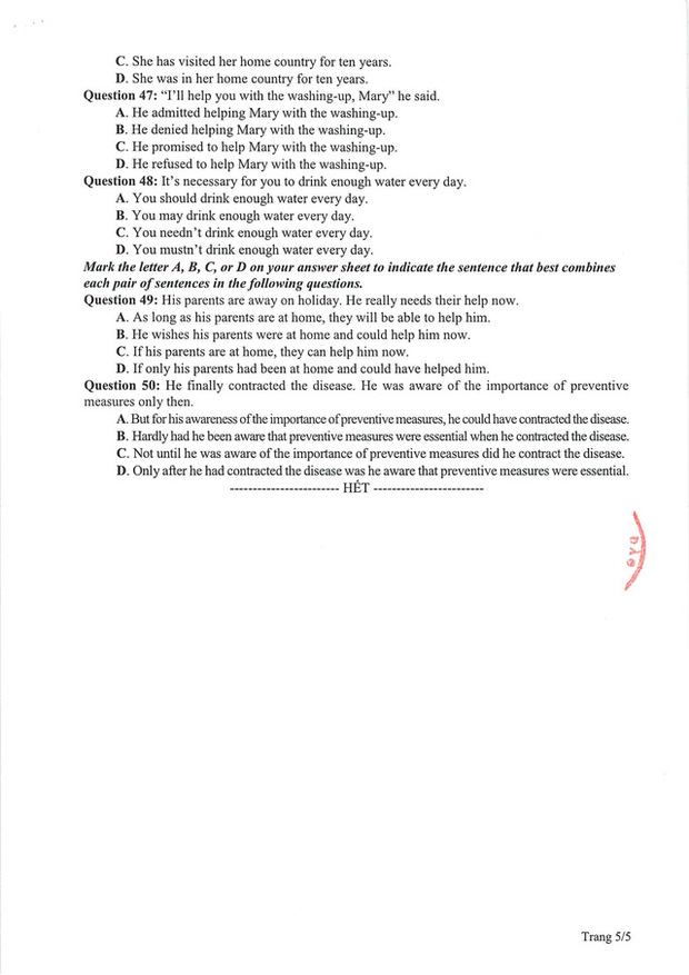 Bộ GD-ĐT công bố tất cả đề thi minh họa THPT Quốc gia 2021 còn lại-5