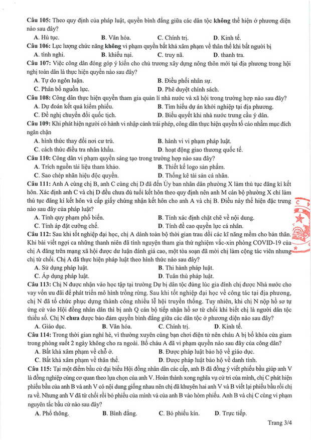 Bộ GD-ĐT công bố tất cả đề thi minh họa THPT Quốc gia 2021 còn lại-32