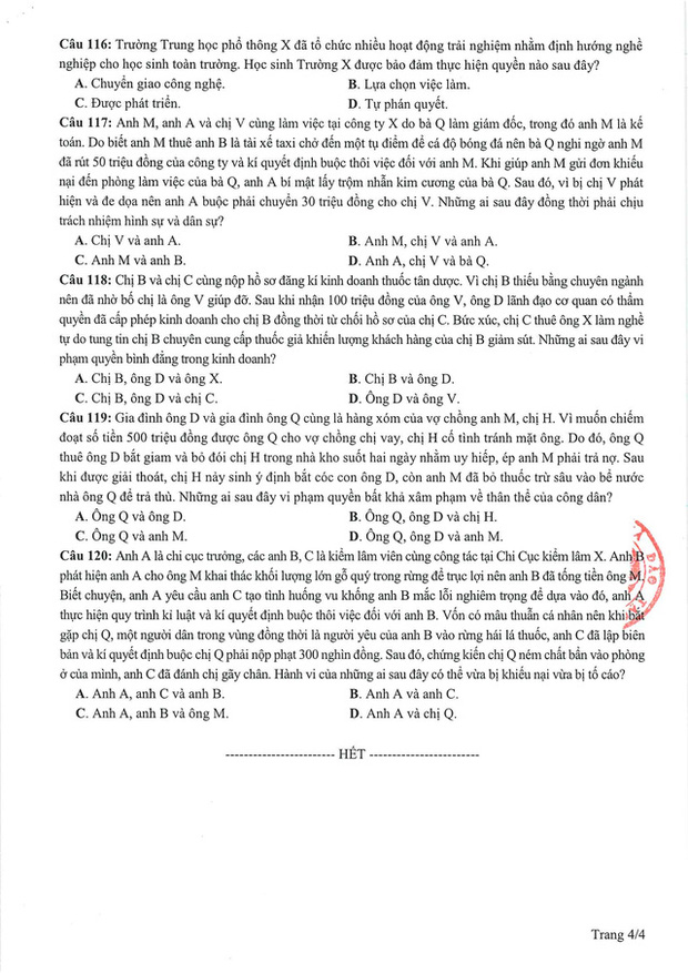Bộ GD-ĐT công bố tất cả đề thi minh họa THPT Quốc gia 2021 còn lại-33