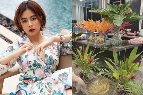 Căn hộ cao cấp, xịn xò của Hoàng Thùy Linh tràn ngập hoa tươi đắt tiền không thua gì ở tiệm