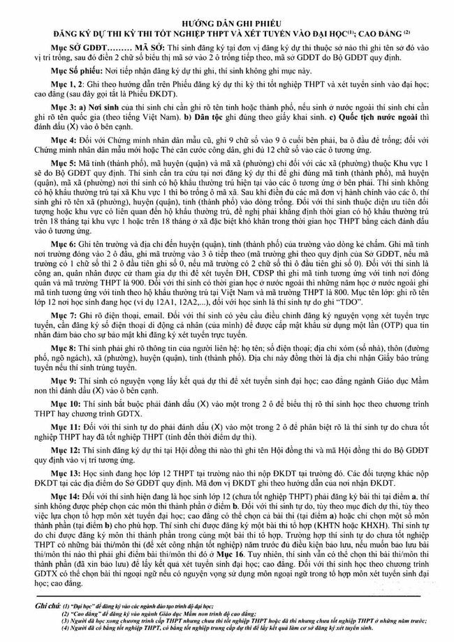 Bộ GD-ĐT công bố mẫu phiếu đăng ký dự thi tốt nghiệp THPT 2021-10