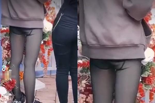 Đi đám cưới bạn, cô gái mặc kín đáo phía trên, thả rông phía dưới khiến dân mạng nhức mắt-1