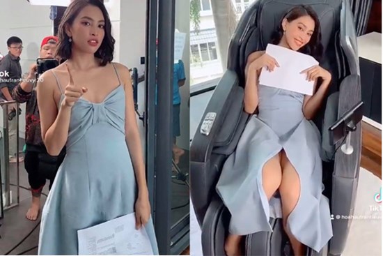 Hoa hậu Tiểu Vy xém chút nữa hớ hênh kém duyên khi diện váy xẻ mà ngồi “tơ hơ”