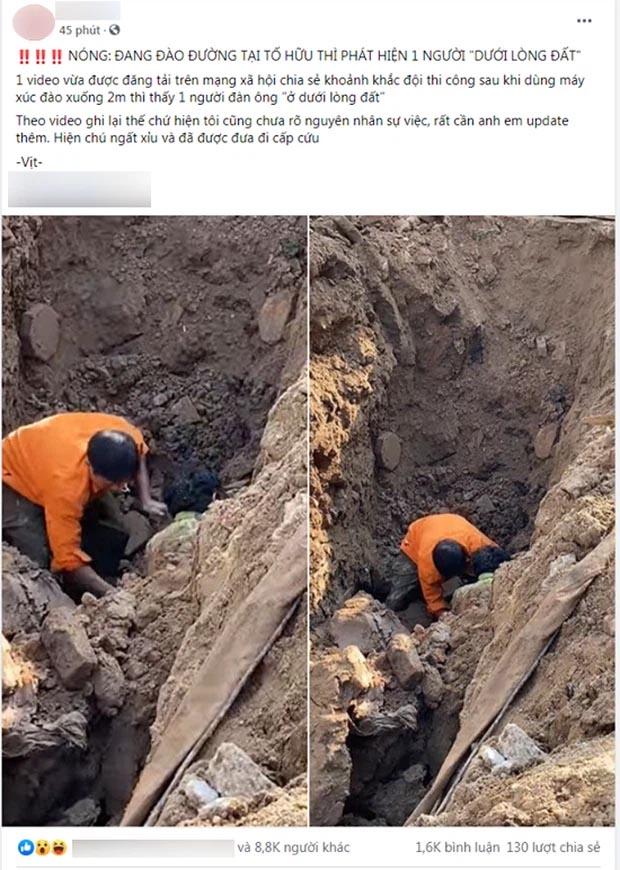 Sự thật đoạn clip đang đào đường ở Hà Nội thì phát hiện một người dưới lòng đất-1