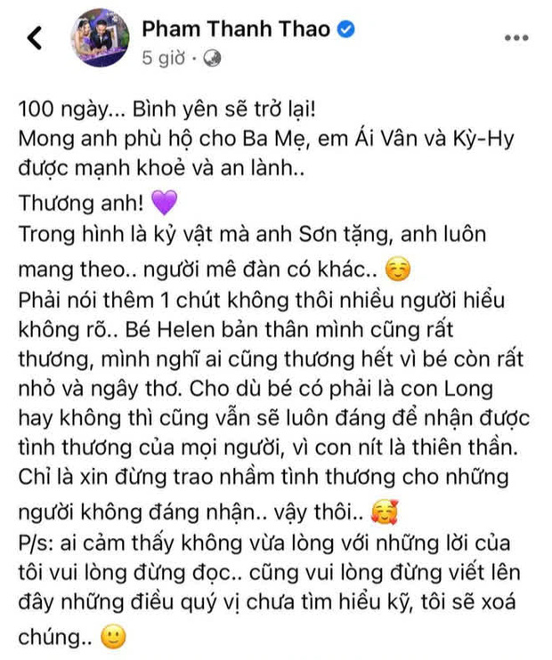 Ca sĩ Phạm Thanh Thảo nghi ngờ bé Helen không phải con của Vân Quang Long, tiết lộ đang đợi minh chứng từ mẹ bé?-1