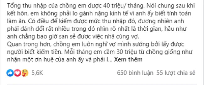 Mỗi tháng chồng đưa 30 triệu, tuyên bố chẳng ai sướng hơn em, nhưng vài tuần sau cô lật ngược tình thế khiến anh điếng người-1