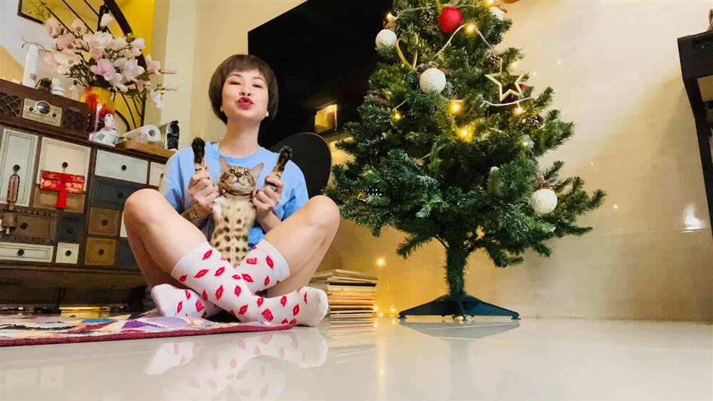 Uyên Linh khoe nhà tối giản toàn tranh với mèo bình yên vô cùng-1
