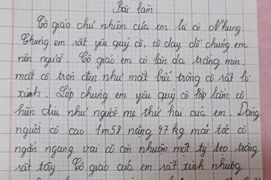 Học sinh làm văn tả cô giáo thật từng chi tiết, đọc ngượng chín mặt