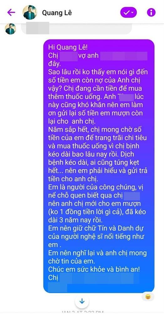 Quang Lê bị tố quỵt nợ hơn 100 triệu và ròng rã 2 năm không hồi đáp, giữa drama bỗng có động thái bất ngờ-2