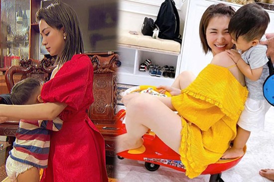 Vừa đi về chưa kịp thay váy áo, Hòa Minzy đã bị con trai vạch ra đòi ti, nuôi con bằng sữa mẹ nhưng nữ ca sĩ lại gây tranh cãi vì 1 điều