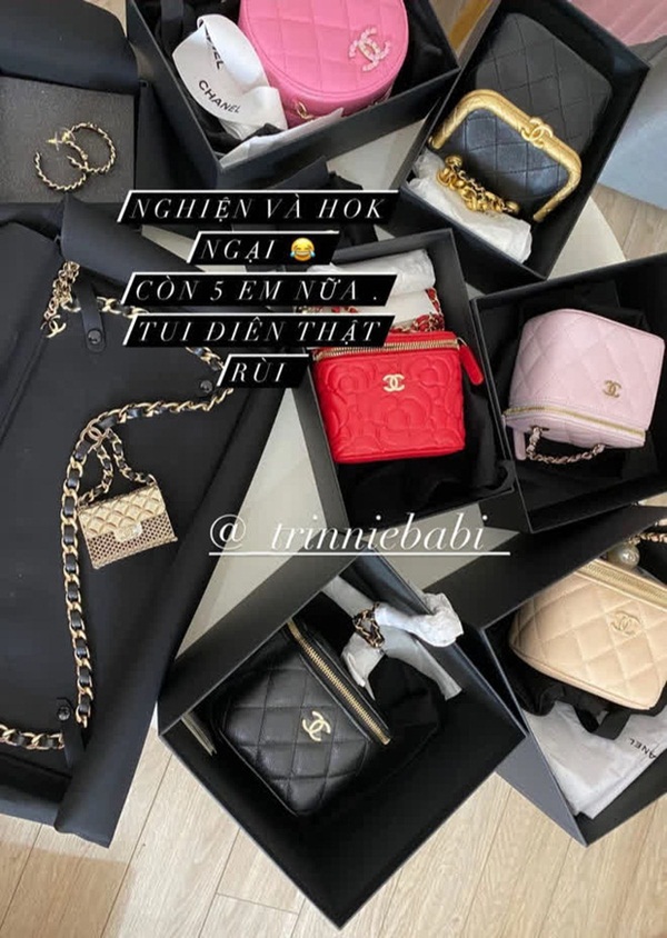 Rich kid Trinh Hoàng mua cả lố túi Chanel như gom hàng trăm rưỡi, trăm bảy trên mạng-1