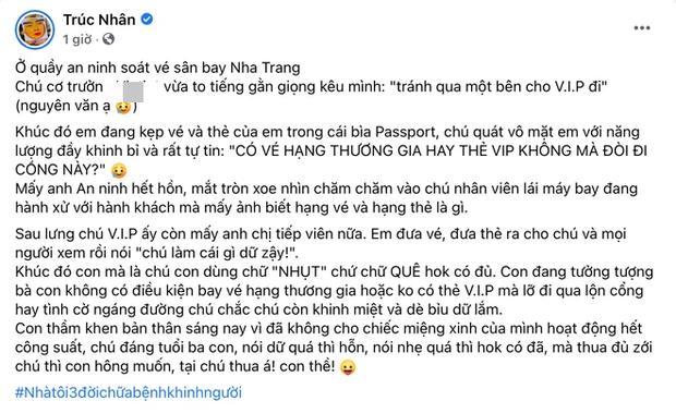 Trúc Nhân tố bị cơ trưởng hàng không lớn tiếng khinh bỉ giữa nơi công cộng, dàn sao Vbiz truy lùng bằng được-1