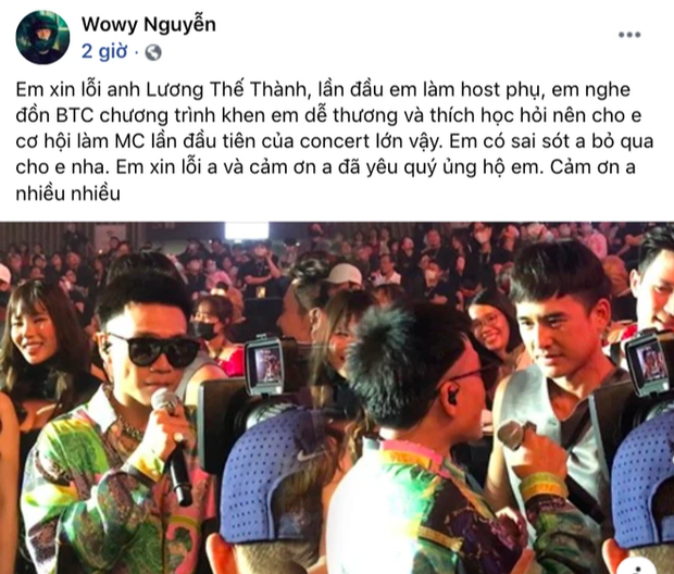 Wowy công khai xin lỗi Lương Thế Thành sau sự cố nhầm tên tại concert Rap Việt, lý do sai sót có chính đáng?-3