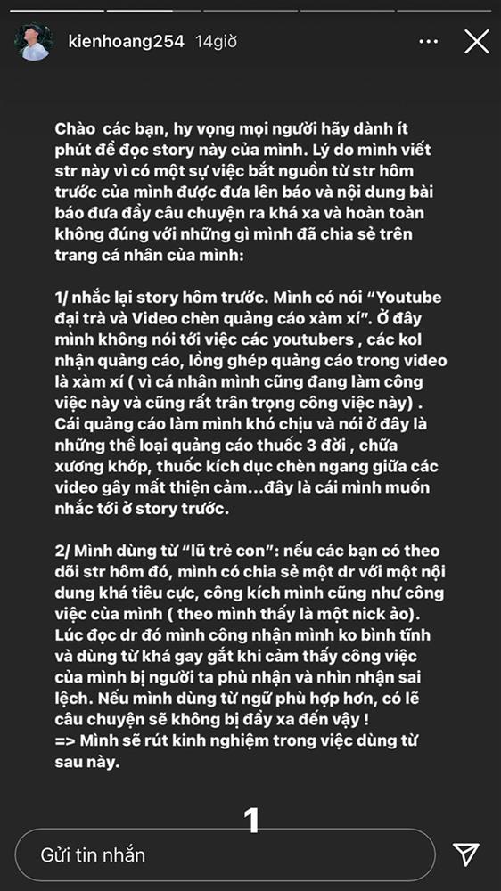 Kiên Hoàng lên tiếng thừa nhận không bình tĩnh khi mắng dân mạng là lũ trẻ con do bị lên án PR lố bịch và giả trân-3