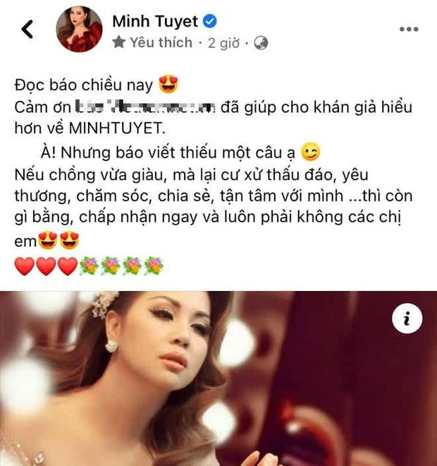 Bị mỉa mai phát ngôn thà lấy chồng nghèo nhưng tôn trọng mình, Minh Tuyết lên tiếng đáp trả nhưng lập tức xoá vội?-1