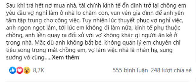 Hỏi vợ ở nhà làm gì không nấu nổi bữa cơm, 4 ngày sau chồng mới nhận được câu trả lời từ cô, nhưng thái độ của anh mới là điều đáng nói-1