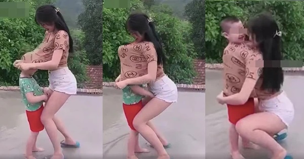Cô gái đang cùng bé trai vui đùa thì có hành động bất ngờ khiến ai nấy đều phẫn nộ: Đừng đem con nít ra làm trò đùa-1