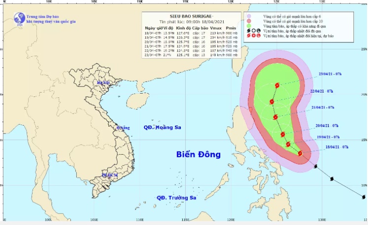 Siêu bão Surigae cấp 17 đang quần thảo trên biển Philippines thay đổi hướng đi, nguy cơ ảnh hưởng trực tiếp tới biển Đông-1