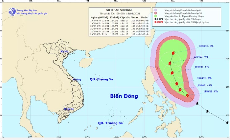 Siêu bão Surigae cấp 17 đang quần thảo trên biển Philippines thay đổi hướng đi, nguy cơ ảnh hưởng trực tiếp tới biển Đông-1
