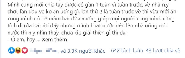 Chuẩn bị rửa bát, cô gái lên nhà uống nước thì nhận những câu xỉa xói từ người yêu và màn trả đũa sốc tận óc ngày ra mắt!-1