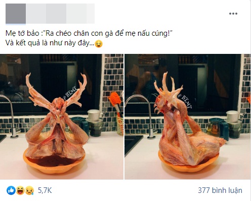 Được mẹ nhờ ra chéo chân con gà để cúng, cô gái liền mang đến một cái kết hú hồn đến mức rụng tim sau khi nhìn thành phẩm-1