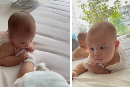 Khoảnh khắc cực hài của cặp sinh đôi nhà Hồ Ngọc Hà: Lisa đòi 