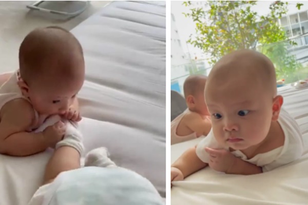 Khoảnh khắc cực hài của cặp sinh đôi nhà Hồ Ngọc Hà: Lisa đòi gặm chân Leon, cậu em trai thì biểu cảm đầy hoang mang thế này-2