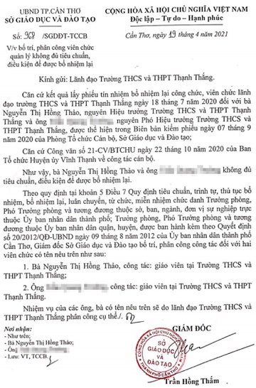 Không bổ nhiệm lại hiệu trưởng từng kiện giám đốc Sở GD&ĐT Cần Thơ-2