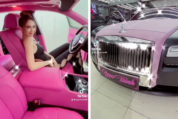 Roll Royce mới tậu của Ngọc Trinh được cá nhân hóa bằng nội thất màu hồng