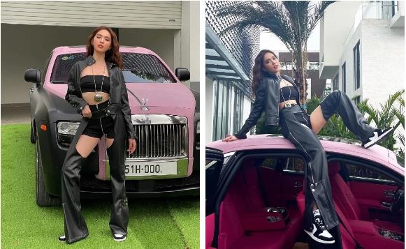 Ngọc Trinh tạo dáng bên Rolls-Royce, dân tình soi ra đồ cô mặc là đạo nhái-1
