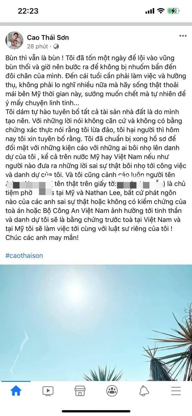 Cao Thái Sơn chuẩn bị hồ sơ đệ đơn kiện Nathan Lee và 1 nhân vật ra toà, còn chúc đối phương may mắn-1